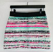 Milly Paper Yarn Textured Neon Stripe Mini Skirt Size 4