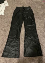 Black Leather Flare Pants 