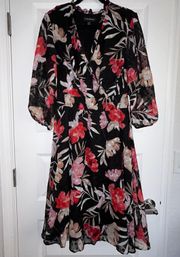 Floral Print Faux Wrap Dress