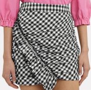 SZ 2 NWOT  10 Crosby Black & White Gingham Print Ruched Mini Skirt