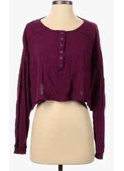 Urban Outfitters OUT FROM UNDER Thermal Cropped Purple Long Sleeve Top