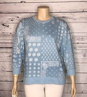 Ann Taylor Loft NWT Size XL Blue & White Paisley Bandana Print Sweatshirt Top