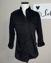 Zac & Rachel black Button shirt, cotton front & knit back