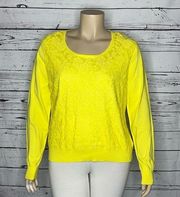 Van Heusen Studio NWT Size XXL Yellow Floral Lace Overlay Sweater Top