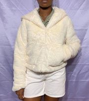 Deadstock White Fuzzy Faux Fur Jacket women’s M