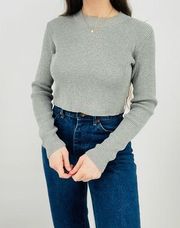 Brandy Melville  ribbed crewneck sweater gray one size