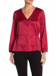 NEW J. Crew Satin Surplice Long Sleeve Peplum Top