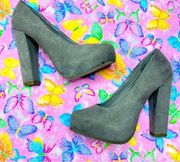 WOMENS CANDIES FAUX GRAY SUEDE PLATFORM HEELS