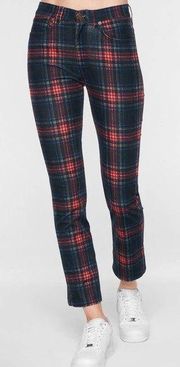 Pam & Gela Tartan Plaid Slim Crop Pant Red Multi Size 25