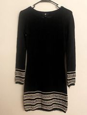 IZ Byer Sheath Mini Knit Black Long Sleeve Dress