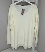 BooHoo Oversized V-Neck Sweater * Cream * 18