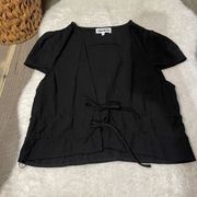 Revolve About Us Black Tie Front Short Sleeve Top