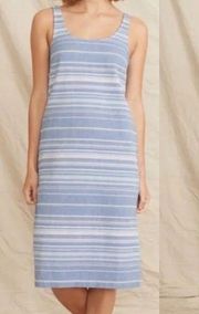 Marine Layer Brea Striped Sleeveless Cotton Midi Dress: Blue Pastel Stripe