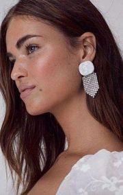 For Love and Lemons Auburn Crystal Earrings, White