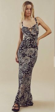 Mysitcal Mindset printed black maxi dress NWT