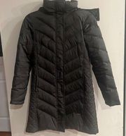 KENNETH COLE REACTION Women’s Black Quilted Faux Fur Hood Down Filled Long Coat