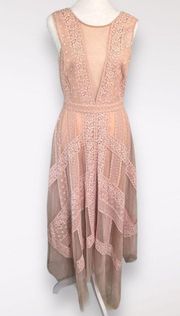 BCBG MaxAzria Andi Handkerchief Dress Blush Pink Lace 2