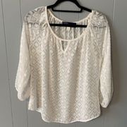 Blue Rain White Diamond Print Blouse Size Small