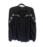 Black Bohemian Western Embroidered Top