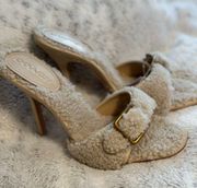 Shearling Real Sheep’s Fur Heels NWT Size 10