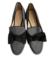Antonio Melani Gray and Black Wool Blend Bow Loafers, Size 8M