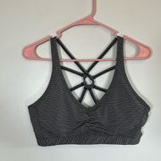 Prana dreaming yoga sports bra striped built in bra strappy‎ black white large