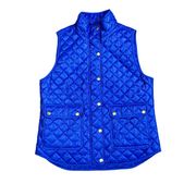 J. Crew Down Vest Quilted Cobalt Blue Insulated Sleeveless Puffer Women's Medium