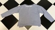 Tommy Bahama Island Soft Long Sleeve Pinstripe Top Shirt Blue-Grey Cozy Comfy M