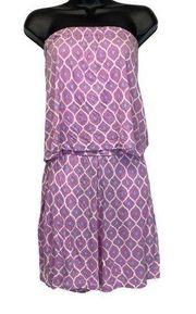 All For Color Purple Geometric Print Strapless Romper Size S