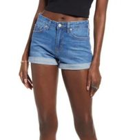 BP. Roll Cuff Stretch Denim Shorts in Authentic Blue Wash