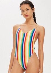 Topshop Rainbow Striped One Piece Swimsuit