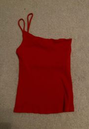 One Shoulder Red Tank