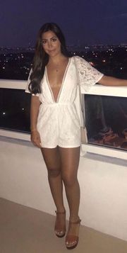 Pretty Little Thing White Deep V Romper