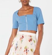 Square neck Zip front crop top