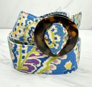 Vera Bradley Blue and Yellow Floral Fabric Reversible Belt One Size OS