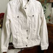 Eddie Bauer White 100% Cotton Denim Jacket Size Large Tall