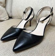 LOUISE ET CIE Lo-Kota Heels Black Leather Lined Ankle Strap US Sz 8.5