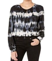 Young Fabulous & Broke Jayden Tie Dye Surplice Wrap Open Front Top Black Ghost