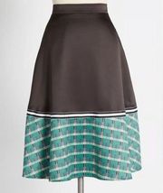 Modcloth  Hutch On the Brink of Brilliant ALine Plaid Satin Skirt Black Green M