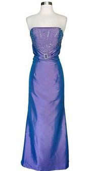 STUDIO 17 Purple Gown Iridescent Metallic Dress Strapless Sequins Rhinestone 10