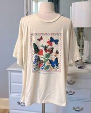Butterfly Tee Pastel Yellow Shirt Womens Large