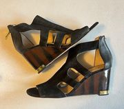 Louise et Cie  Lo-Mirin Black Leather Wedge Sandal size 8.5