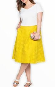 Eloquii Gillian Yellow Eyelet MIdi Skirt NWT size 22 Women’s Plus Size