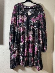 ODDI Plus Size Black Floral Dress 3XL NWT