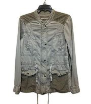 Max Jeans Women’s Snap Front Lace Detail Lightweight Jacket Olive Green Size M