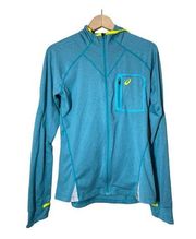 Asics Full Zip Running Jacket Blue Hooded Medium