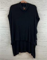 Fifteen Twenty Black Ribbed Knit Button Side Top Size XL