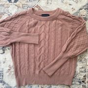 super soft cable knit Crewneck Sweater puff sleeve crop length Medium