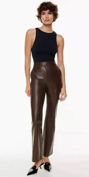 Aritzia  Quant Women’s Coffee Bean Faux Leather High Rise Flare Pant Sz 8