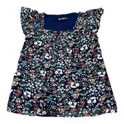 Allegra K Floral Square Neck Sleeveless Top Womens Sz S Flutter Ruffles Girlcore